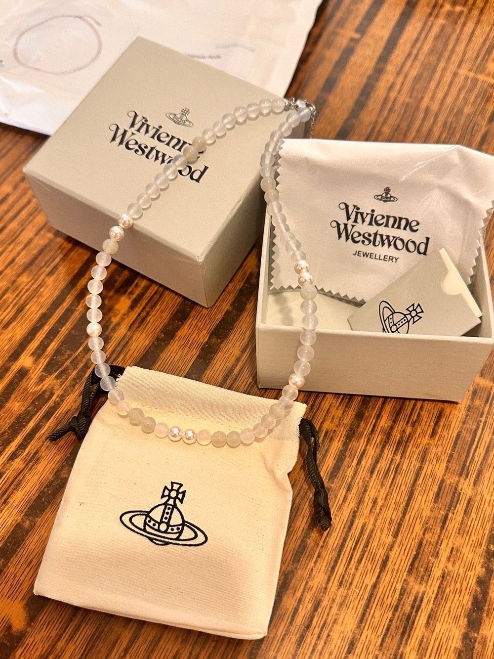 Vivienne Westwood Natural Crystal/Artificial Necklace - Elegant Moonstone 2026FW